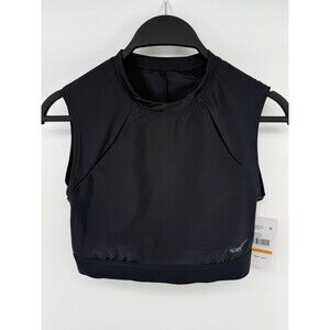 Speedo Black Womens Solid Bikini Top with Mesh